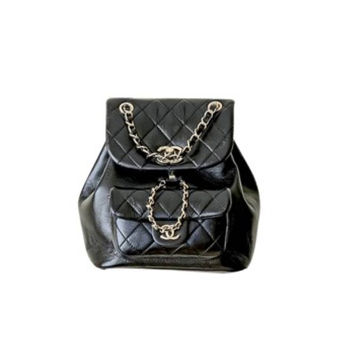 CHANEL BACKPACK BLACK GOLD HARDWARE  AS1801 B02768 94305 (15*18*14cm)